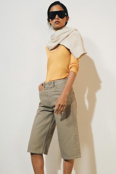 ДЖИНСОВЫЕ ШОРТЫ СО СРЕДНЕЙ ПОСАДКОЙ — ZW COLLECTION — ХАКИ от Zara