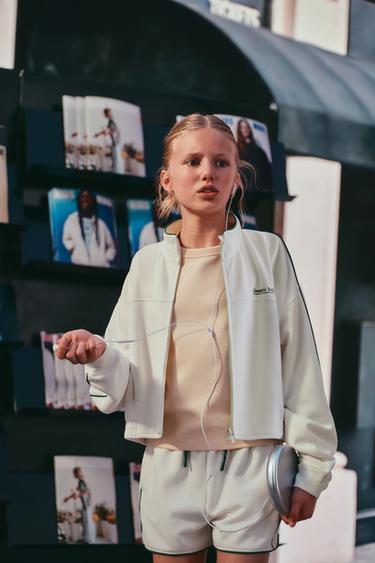 RIBBED BERMUDA SHORTS WITH CONTRAST TRIM - Light ecru by Zara