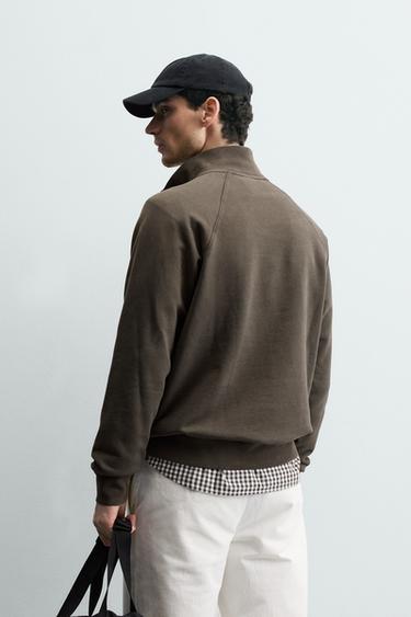 SWEAT LAVÉ COL ZIPPÉ - Marron foncé de Zara - Image 2
