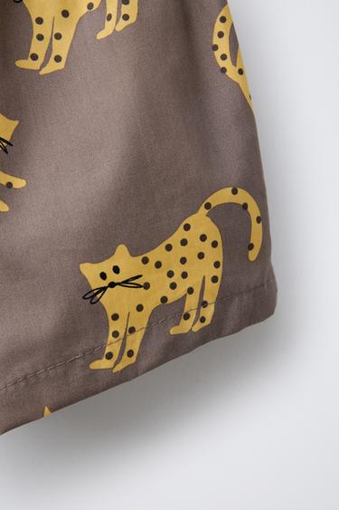 AGES 2-6/ KITTEN PRINT SWIM SHORTS - Brown by Zara - Image 3