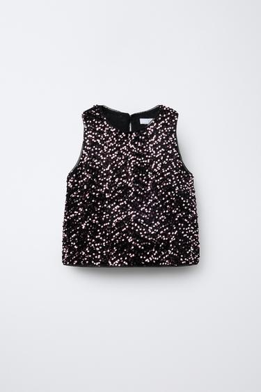 TOP À PAILLETTES - Rose de Zara - Image 0