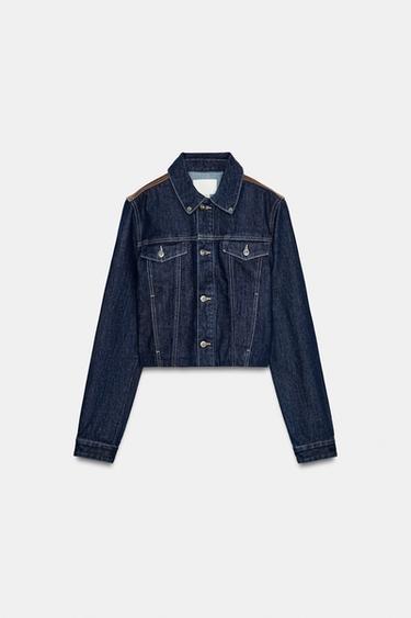BLOUSON EFFET DENIM CUIR - Indigo foncé de Zara - Image 3