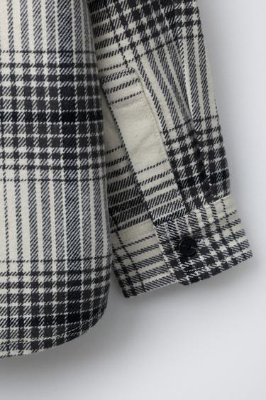 CHECK OVERSHIRT WITH DETACHABLE FLEECE HOODIE - Ecru by Zara - Image 5