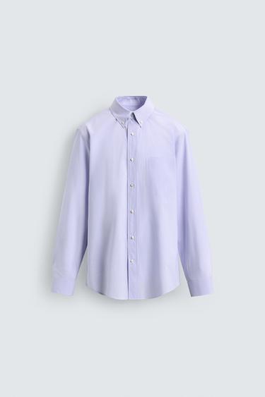 قميص REGULAR FIT بمربعات - ليلكي /أبيض الخاص بـ Zara