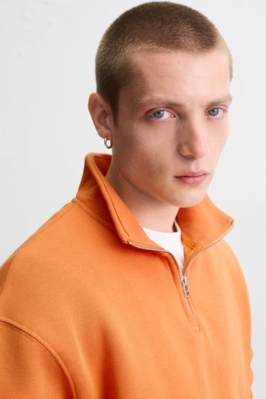 SWEAT COL ZIPPÉ BASIQUE - Orange de Zara - Image 4