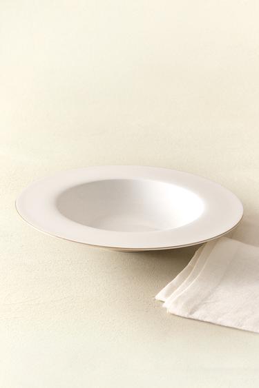 ASSIETTE CREUSE PORCELAINE BONE CHINA BORD - Or de Zara - Image 5