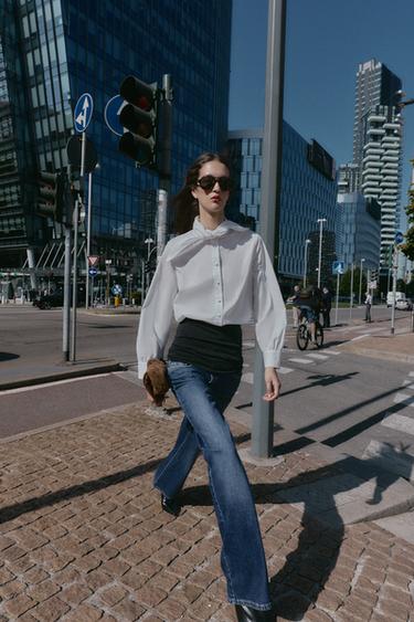 POPLIN SHIRT WITH BOW - White by Zara - Image 0