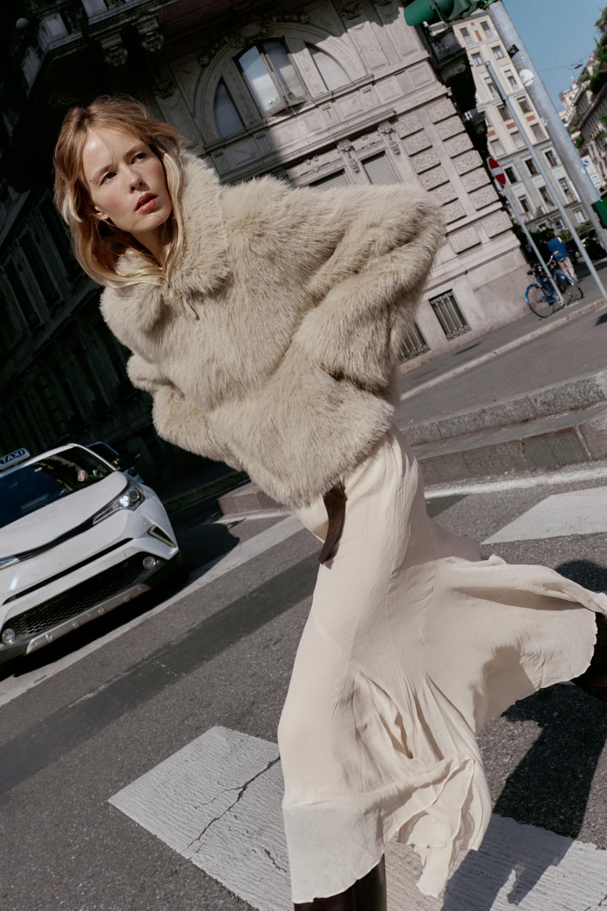 DOUBLE-FACED FAUX FUR JACKET - Taupe grey | ZARA Spain