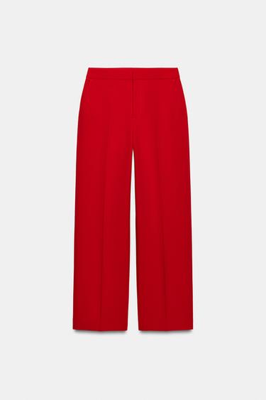 PANTALÓN RECTO TIRO ALTO - Rojo de Zara