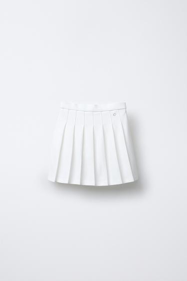 Zara PLEATED SKIRT WITH HEART APPLIQUÉ - Ecru
