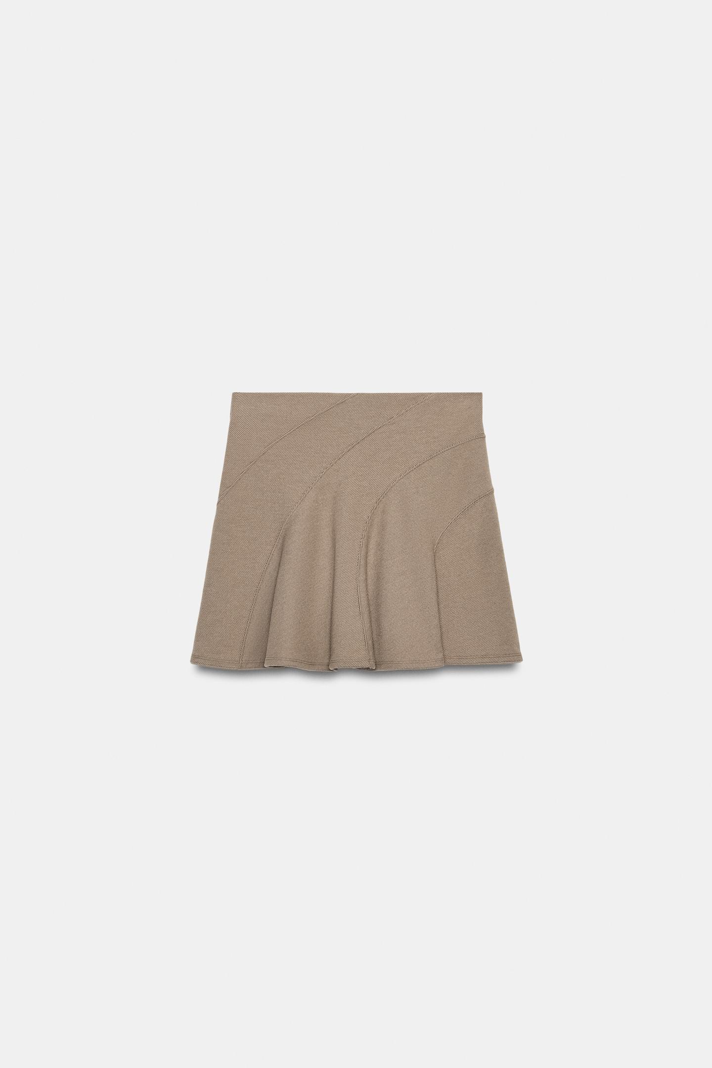 Женская юбка Zara Soft Mini, цвет: Бежевый меланжевый — фото 4
