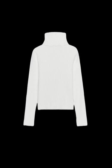 Zara SOFT RIBBED TOP - Ecru