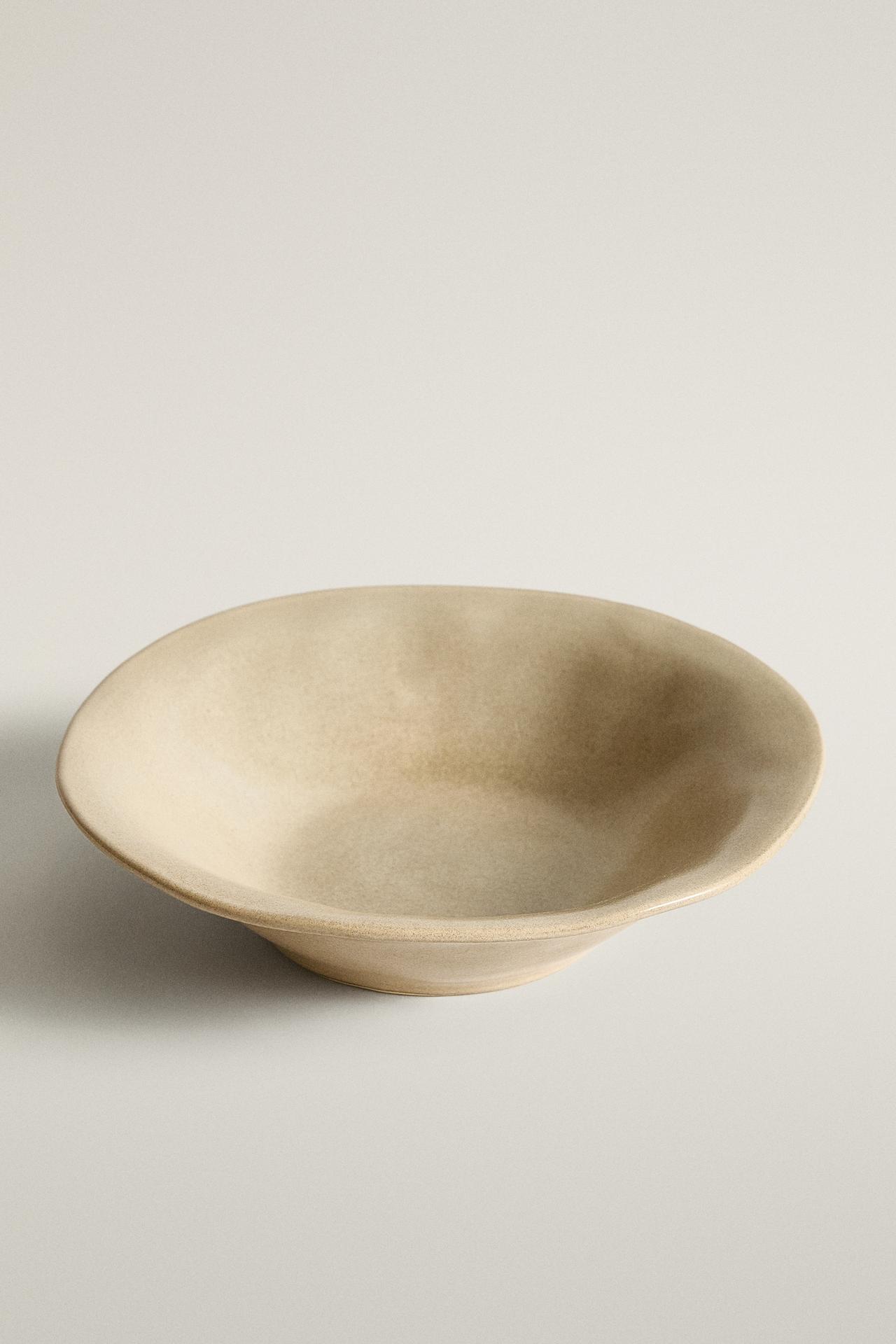 IRREGULAR STONEWARE BOWL — Taupe grey
