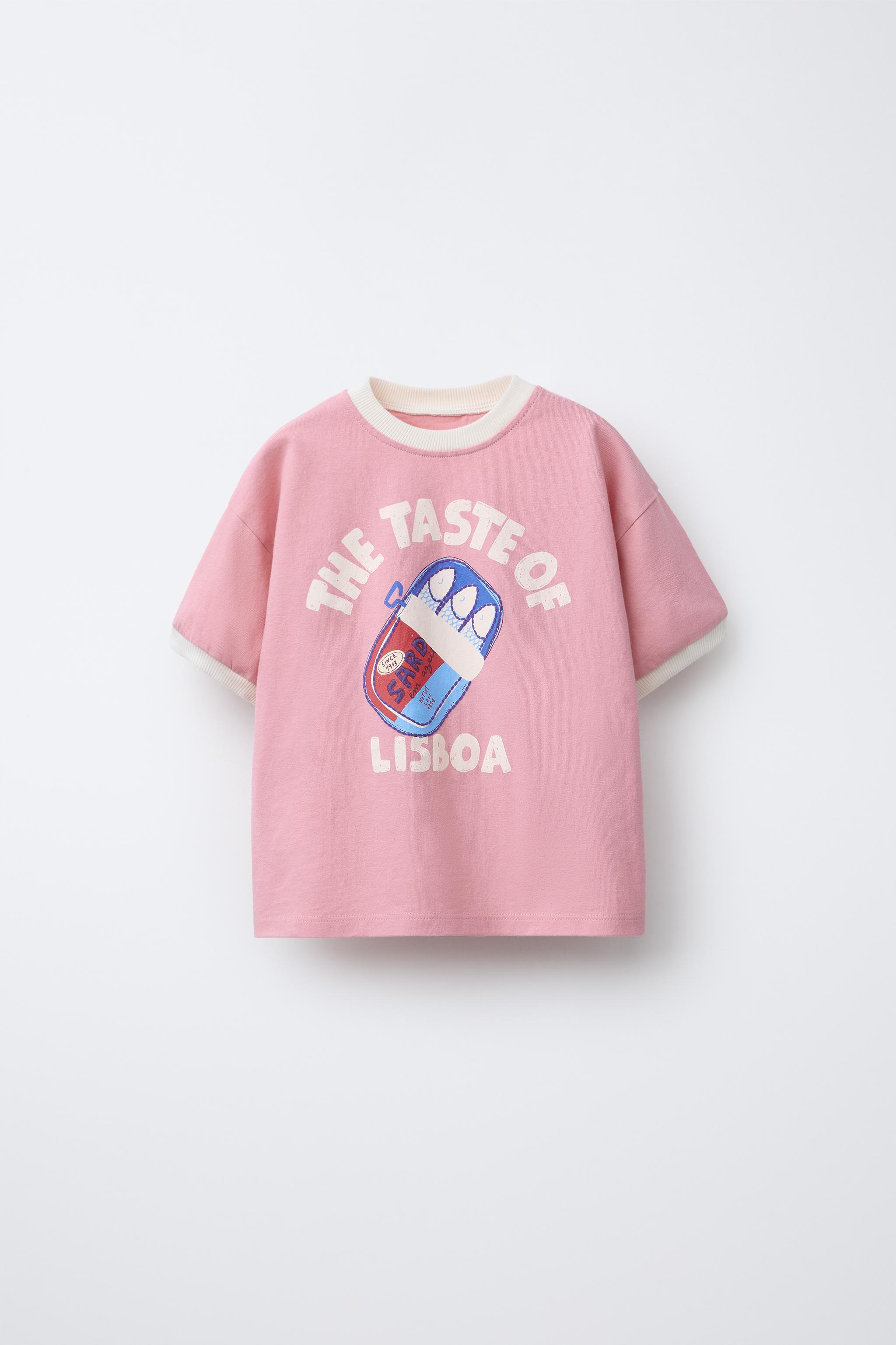 イワシ柄プリントTシャツ - ウォッシュピンク | ZARA Japan / 日本