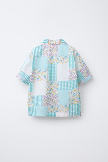 6-14 YEARS/ PATCHWORK SHIRT AND BERMUDA PYJAMAS - Ecru by Zara - Image 2