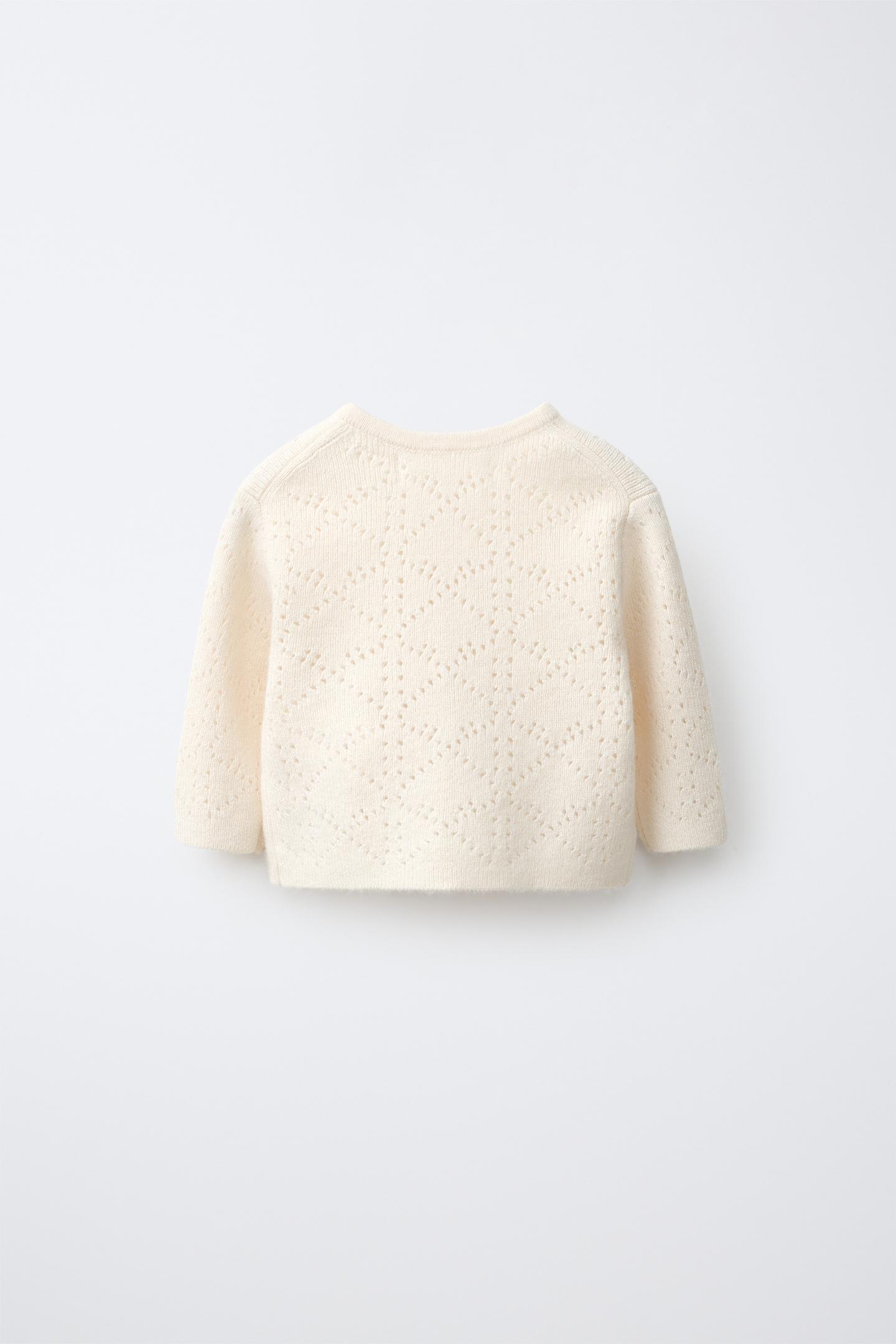 Детский кардиган Zara Open-Knit Wool, цвет: Светлый бежевый — фото 2