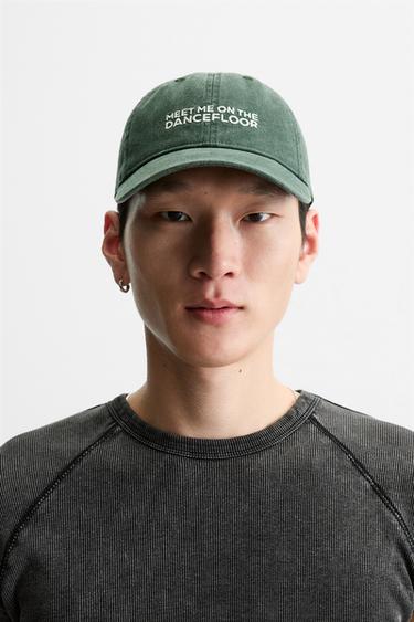 WASHED EMBROIDERY CAP - Green by Zara - Image 0