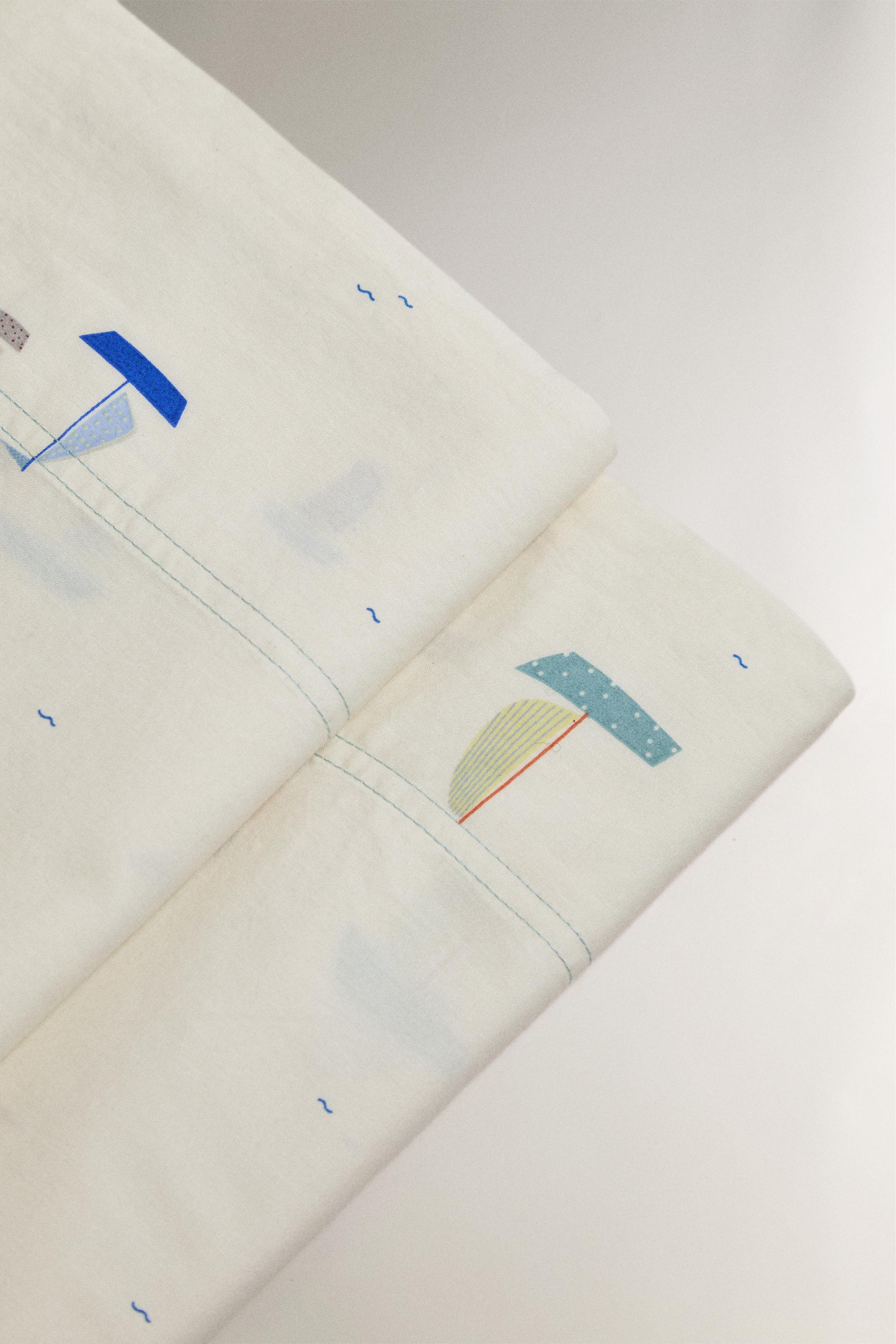 KIDS SAILBOAT COTTON FLAT SHEET
