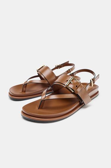 STRAPPY BUCKLE SANDALS - Brown by Zara - Image 2