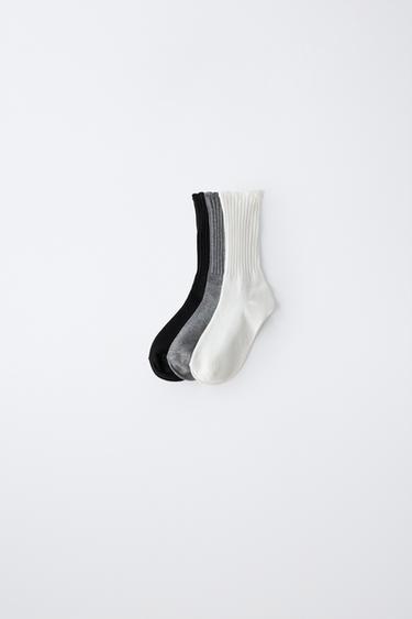 3-PACK OF LONG TOWELLING SOCKS - Black / White by Zara