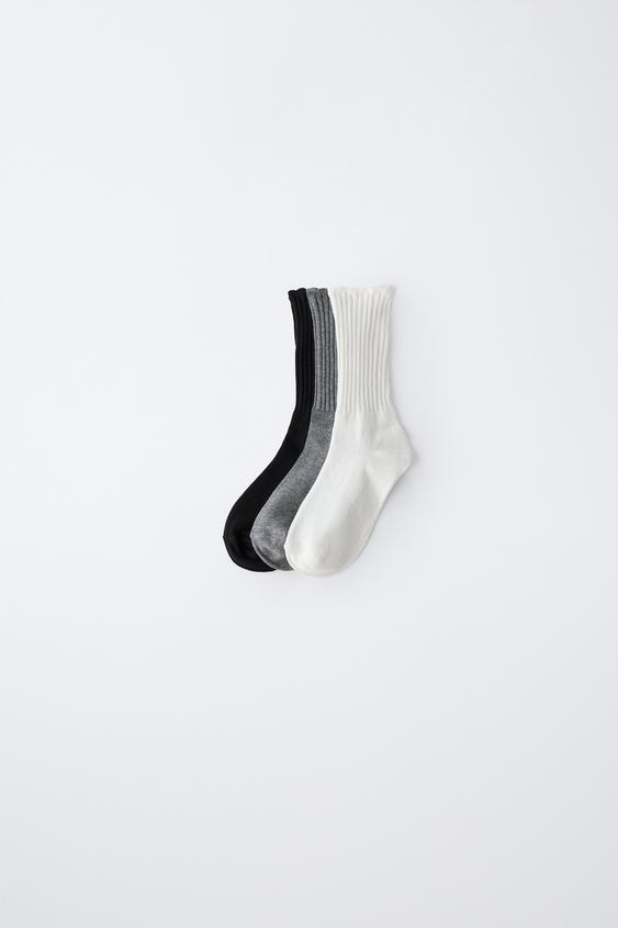 3-PACK OF MID-CALF TERRY SOCKS - Black / White de Zara - Imagen 0
