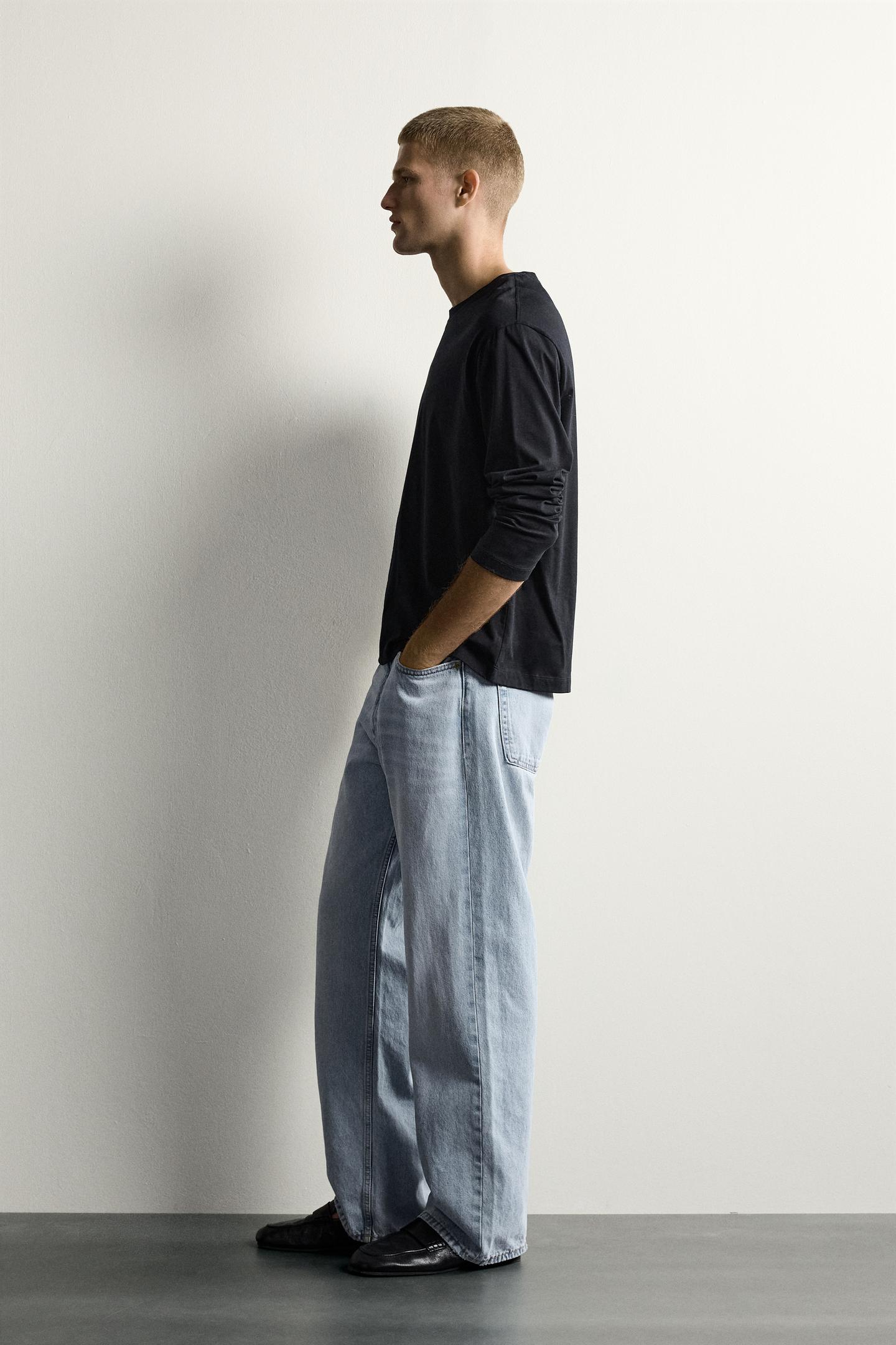 Мужские джинсы Zara Loose Fit, цвет: Синий — фото 4