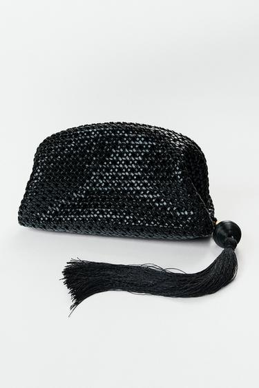 Zara WOVEN POUCH BAG - Black