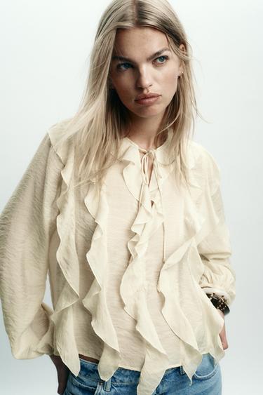 ROMANTIC RUFFLED BLOUSE - Butter by Zara - Image 1