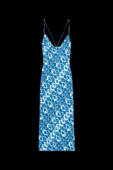 GEMUSTERTES MIDIKLEID IN LINGERIE-OPTIK - Weiß / Blau von Zara - Bild 0