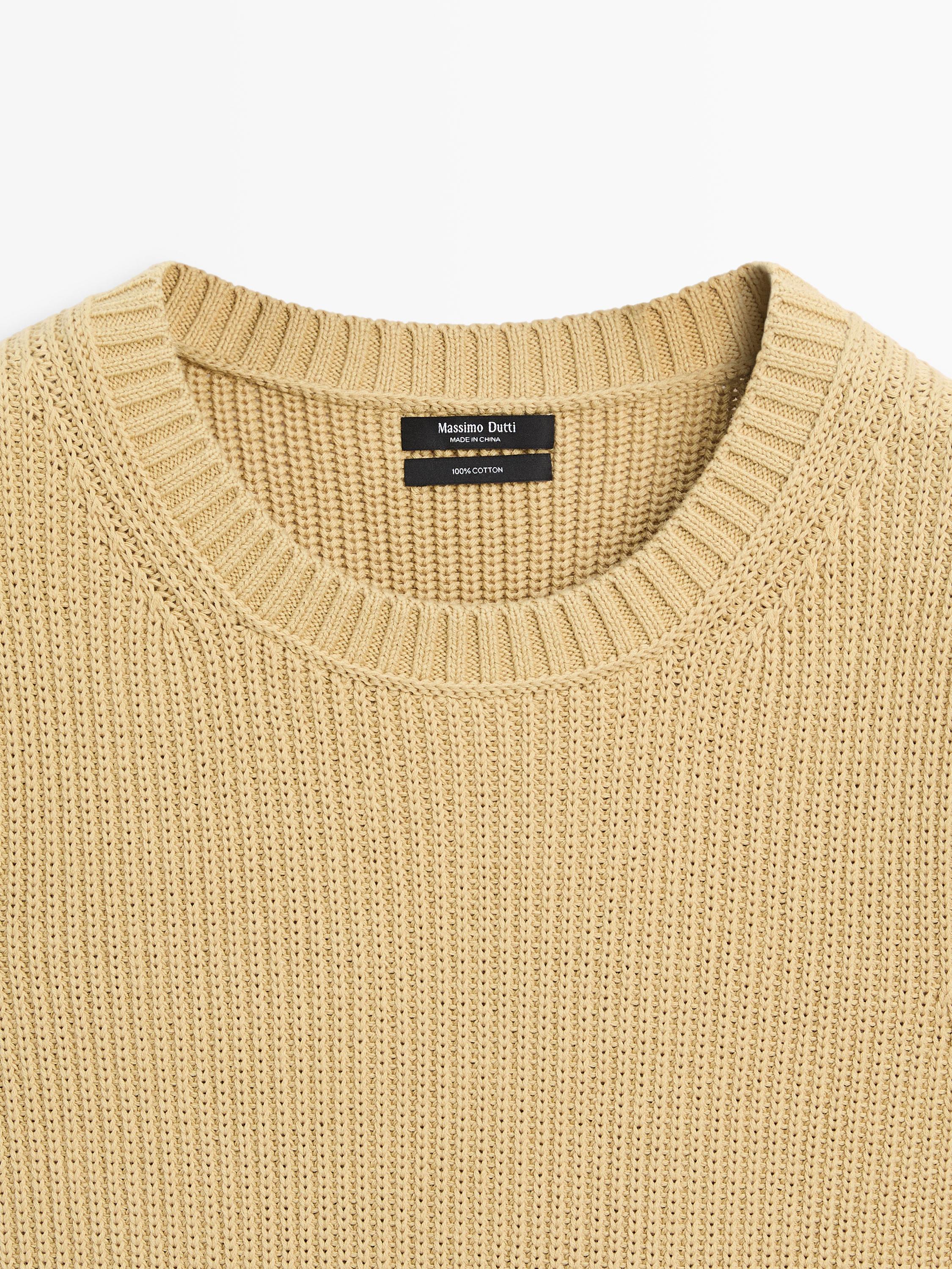 Veste sans manches en maille de coton à col rond