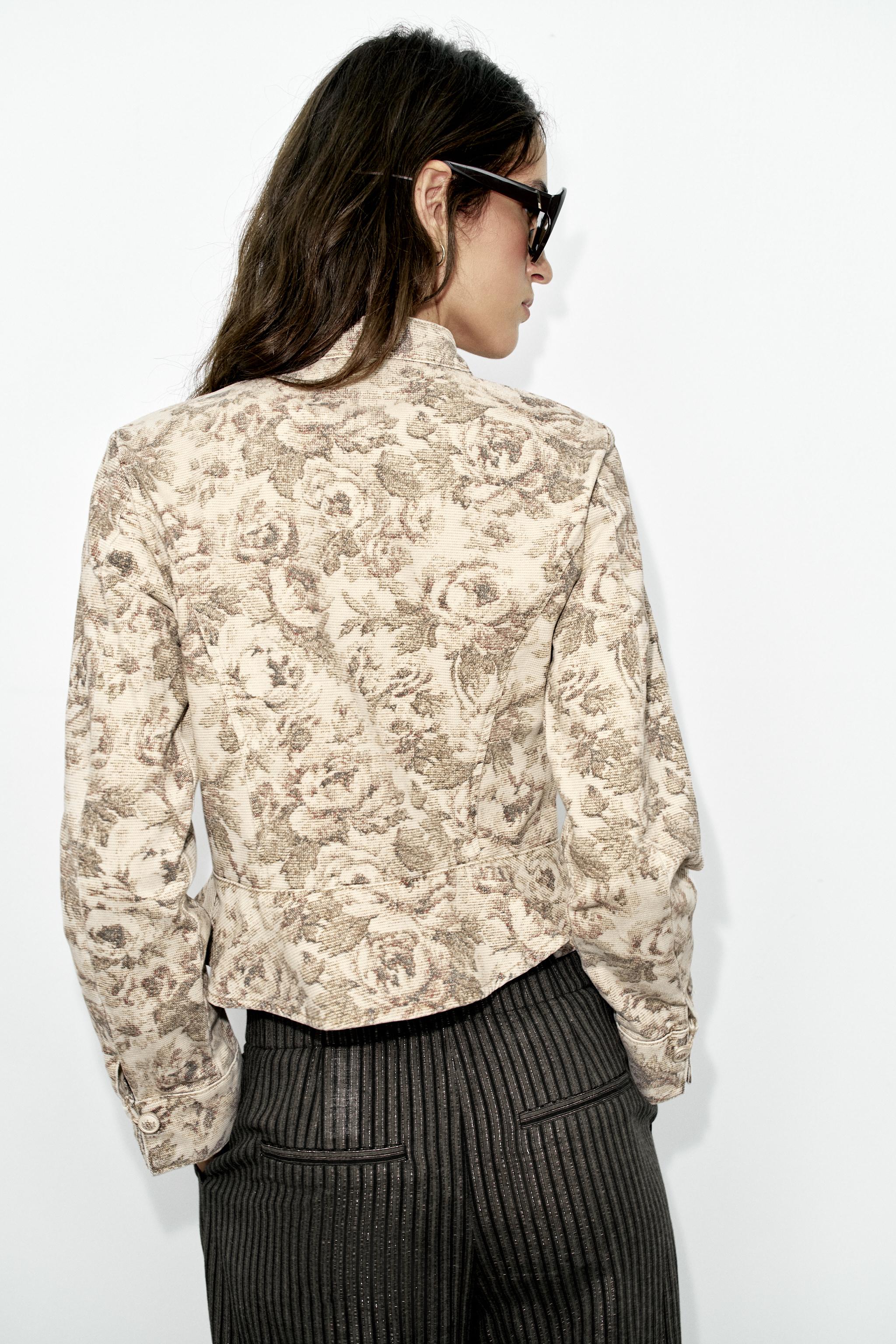 Zara Z1975 ÇİÇEK DESENLİ DENIM CEKET görsel 6