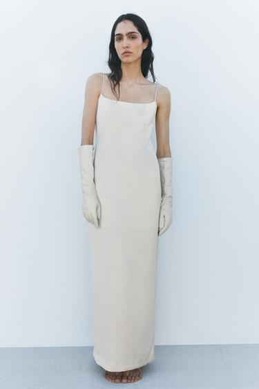 Zara MIDI DRESS LIMITED EDITION - Pearl / Beige