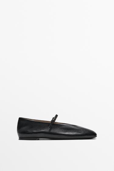 Zara Soft leather ballerinas - Black - Image 0