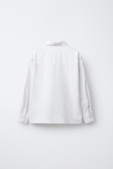 CHEMISE EN FLANELLE À POCHE - Blanc de Zara - Image 1