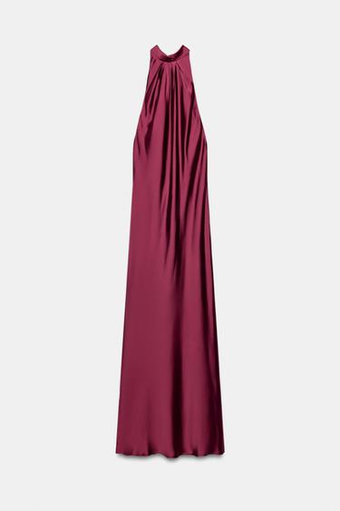 SATIN HALTER DRESS - Light maroon by Zara - Image 0