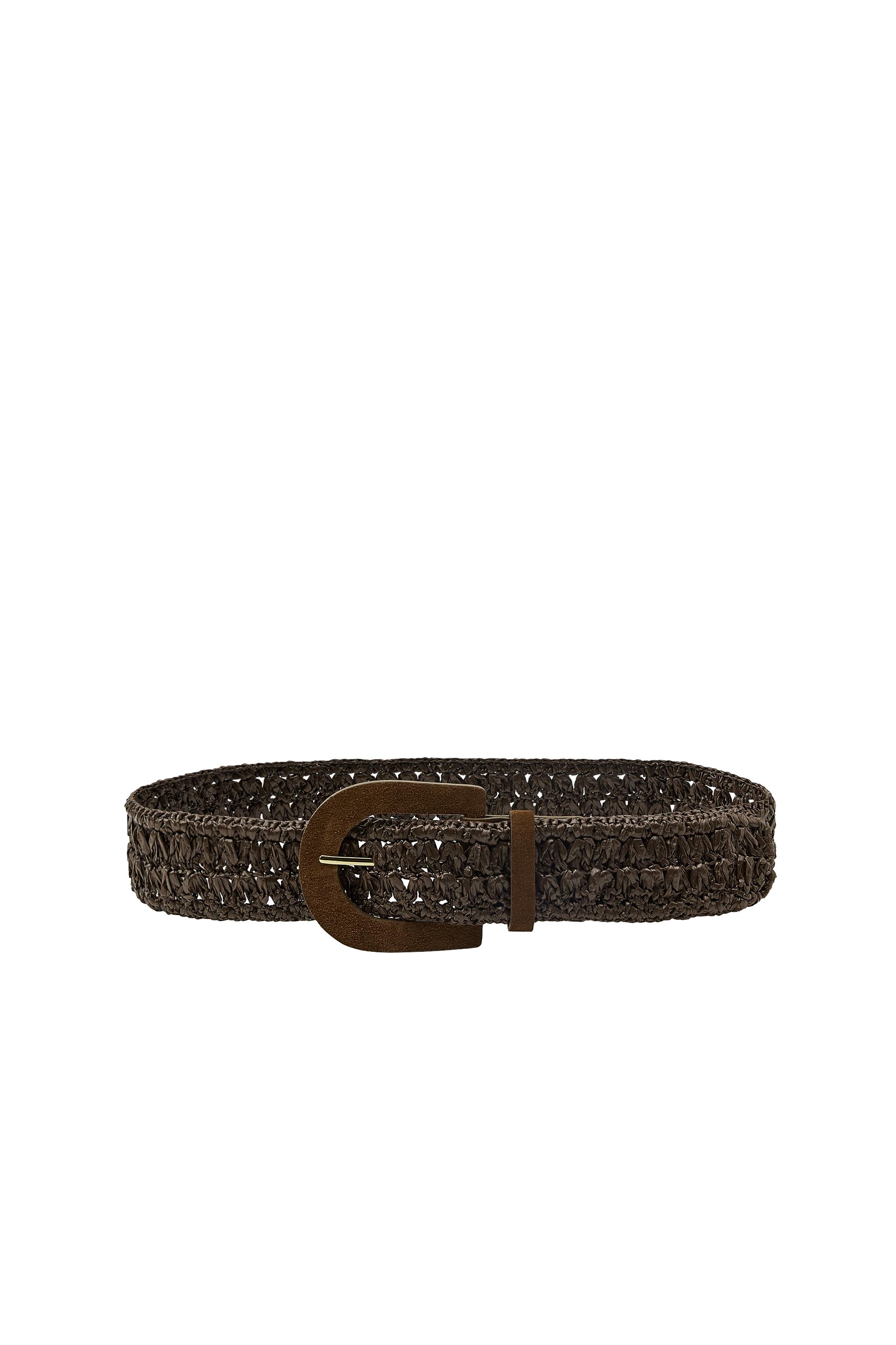 Zara NWT cream & brown Straw woven belt with Brown Leather tie satraps 100% LEATHER BELT WITH ORGANIC BUCKLE - Brown | ZARA United  main image 2