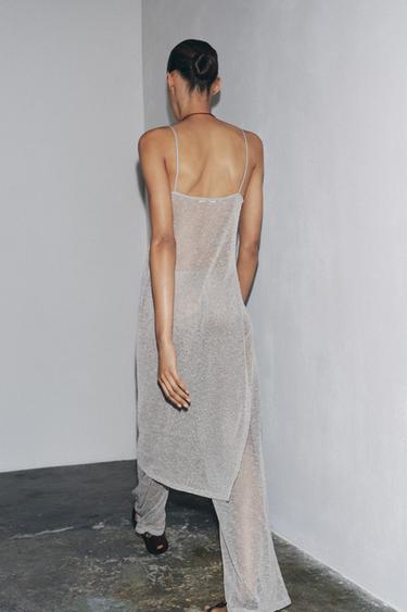 TOP LONG EN MAILLE AJOURÉE - Gris clair de Zara - Image 2