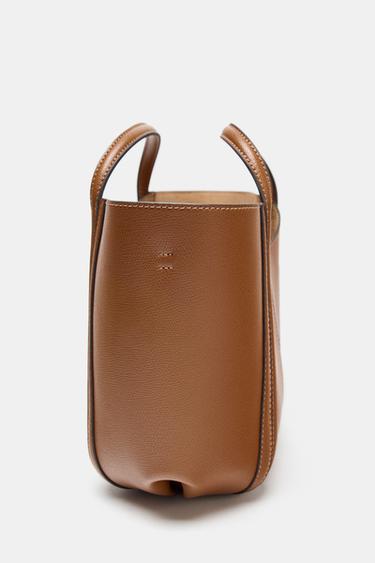 MINI CITY BAG WITH TOPSTITCHING - Dark tan by Zara - Image 3