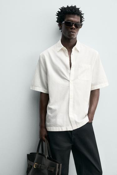 TEXTURED JACQUARD SHIRT - White by Zara - Image 4