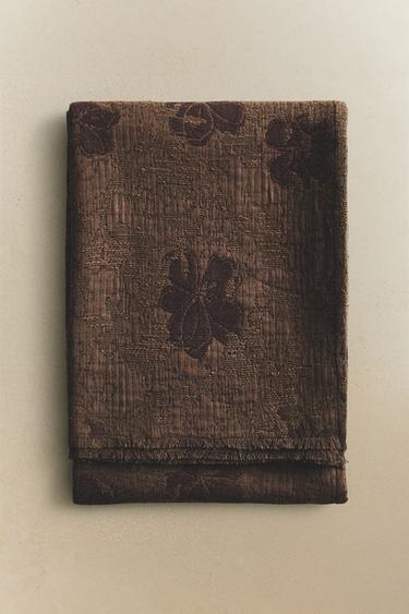 FLORAL JACQUARD THROW - Brown by Zara - Image 5