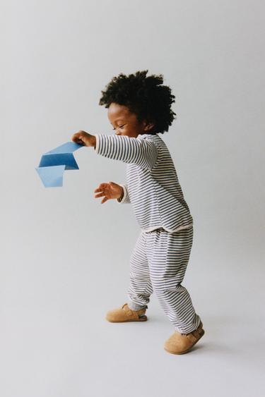 STRIPED JOGGERS - Ecru / Blue by Zara