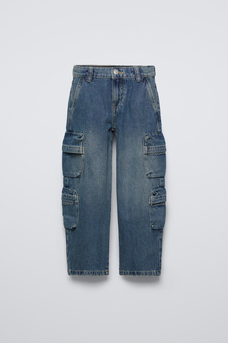 WIDE FIT CARGO JEANS - Blue | ZARA United States