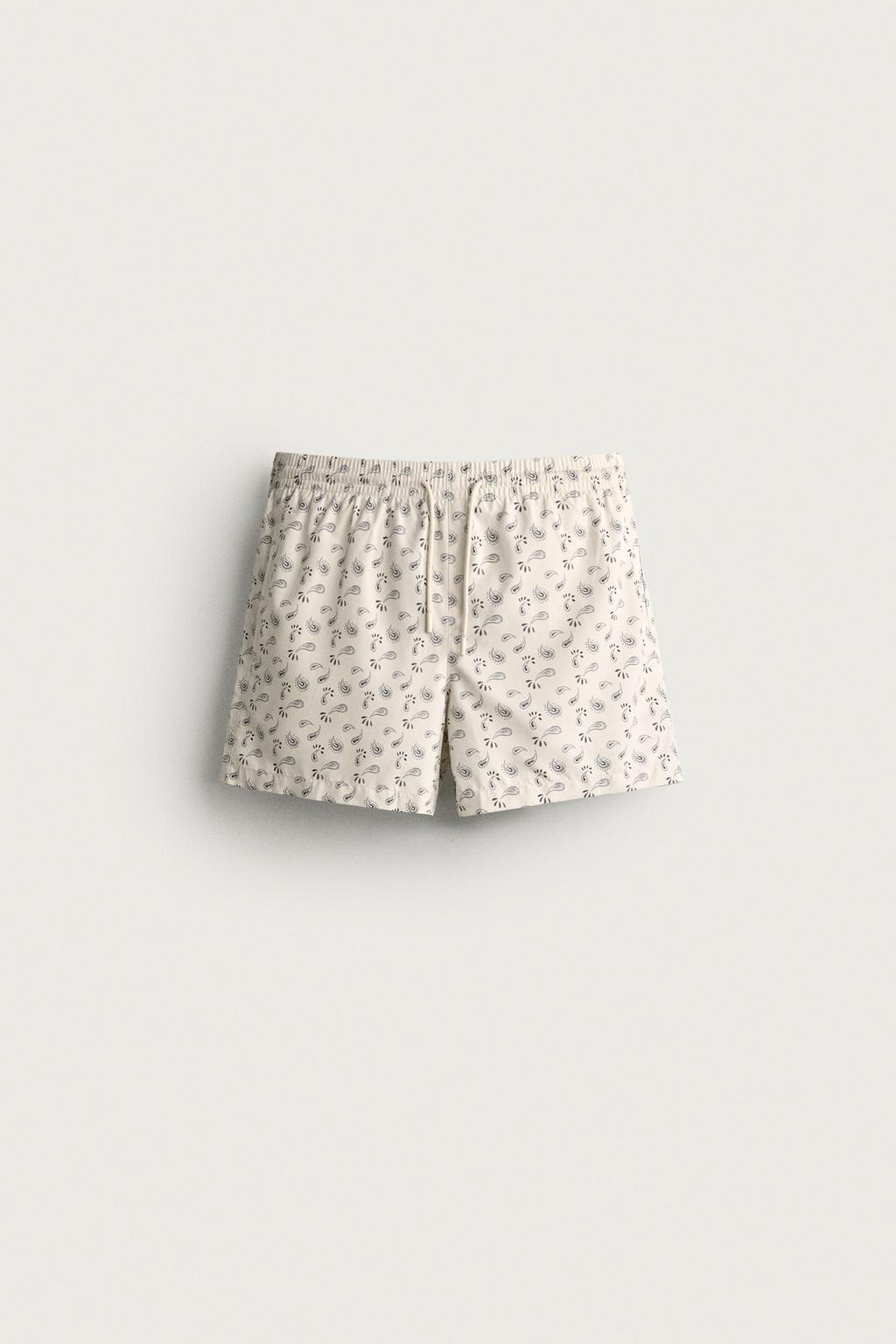 PAISLEY PRINT MID-LENGTH SWIMMING TRUNKS