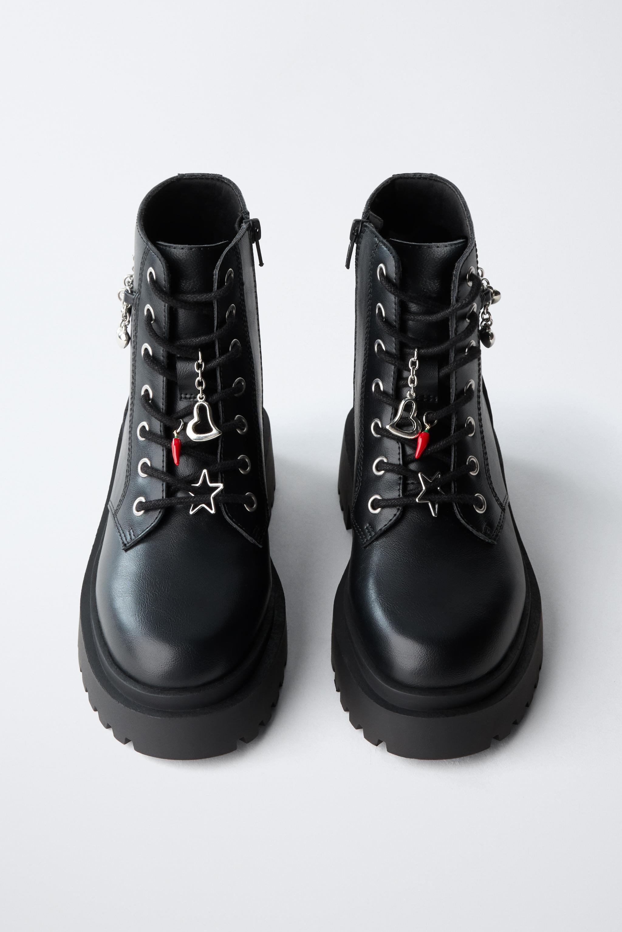 LACED ANKLE BOOTS WITH CHARMS