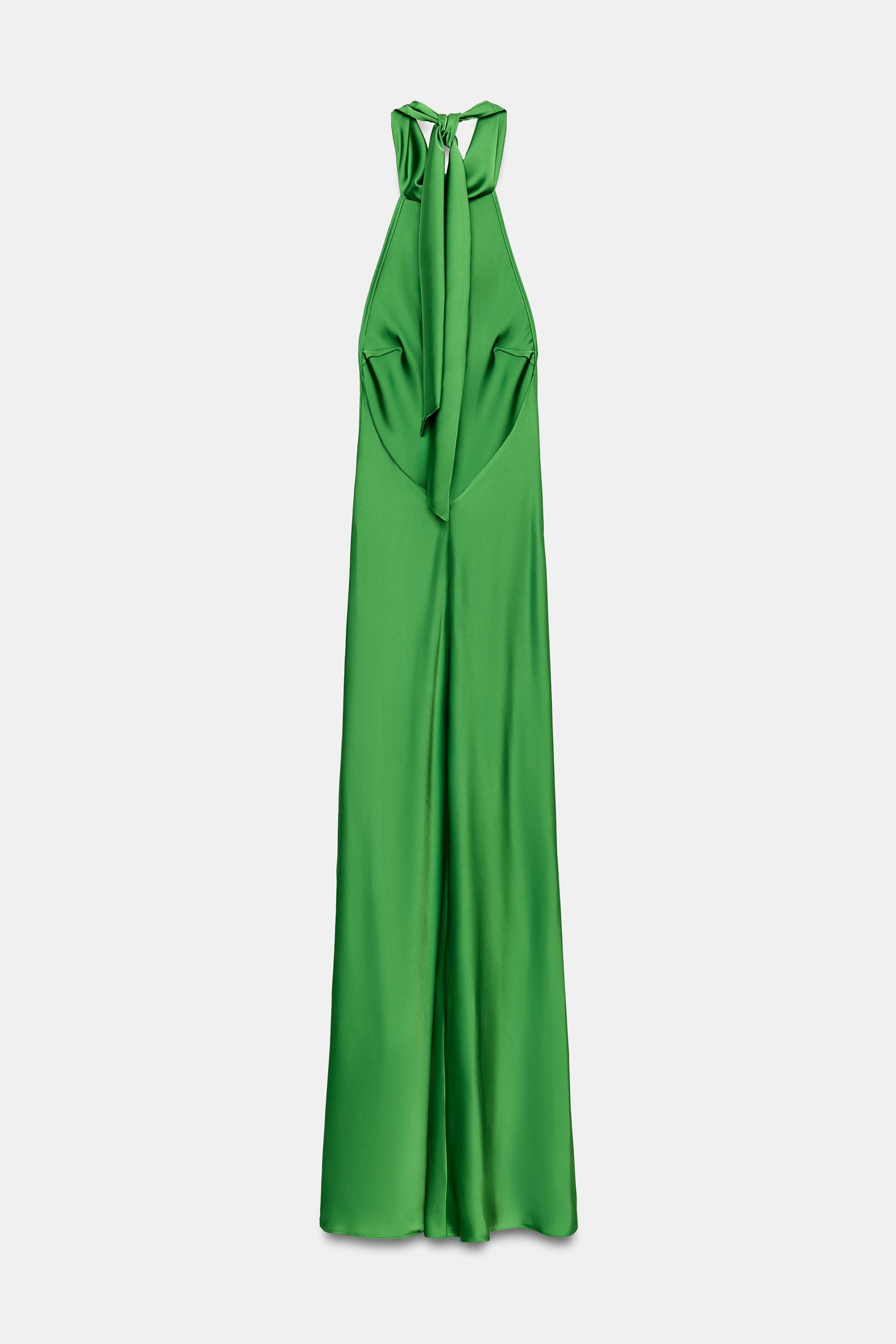 SATIN TIE-DETAIL MAXI DRESS