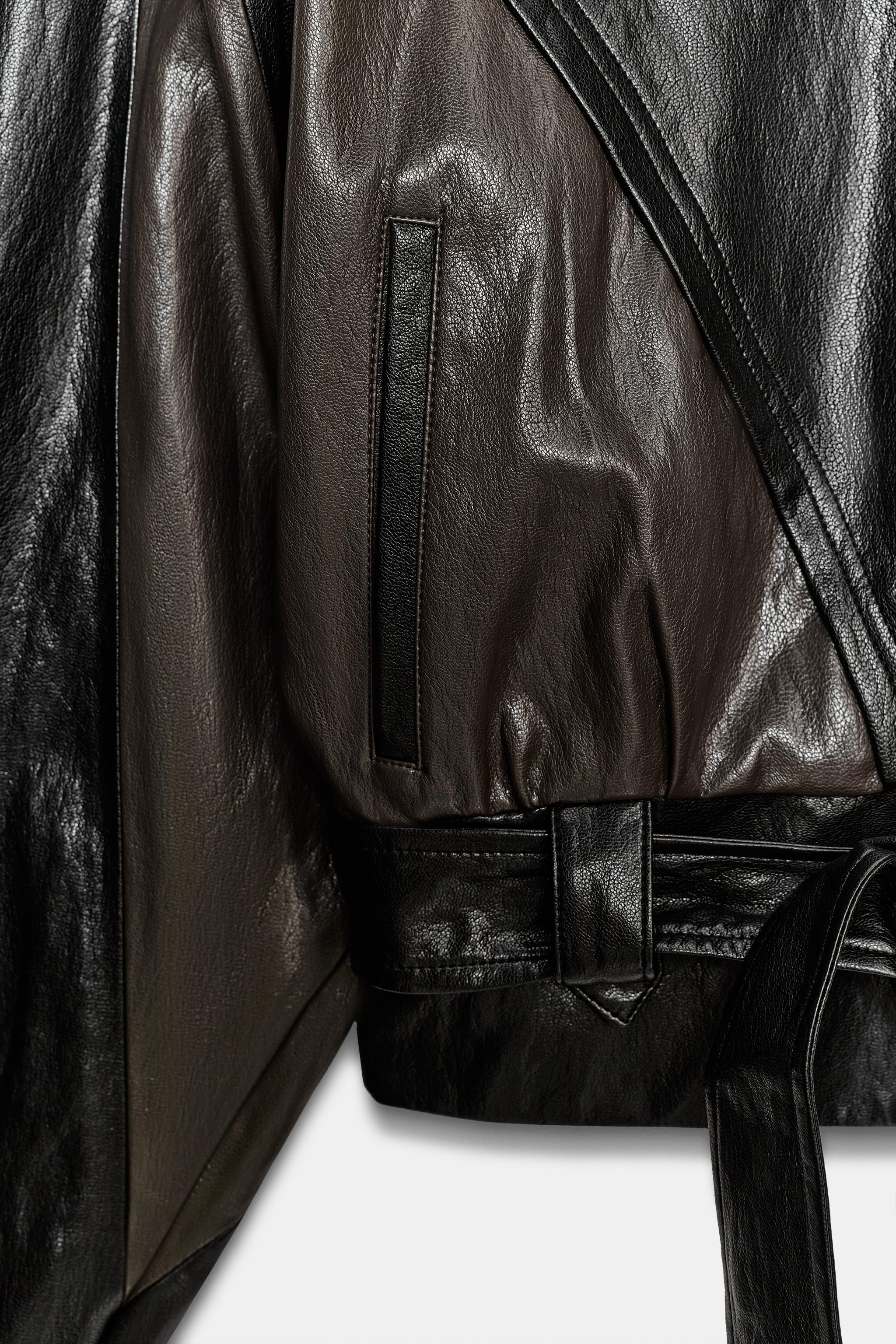 FAUX LEATHER JACKET WITH BELT