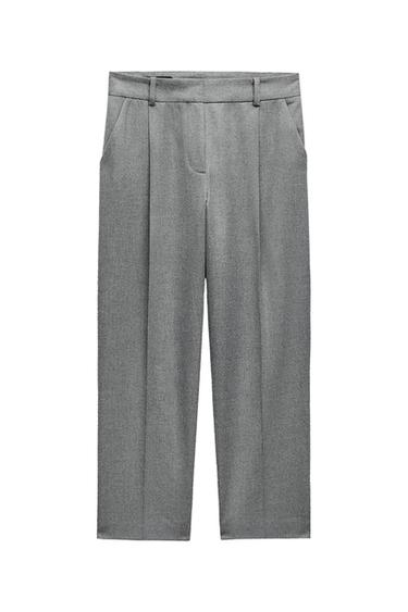 DARTED STRAIGHT-LEG FLANNEL TROUSERS