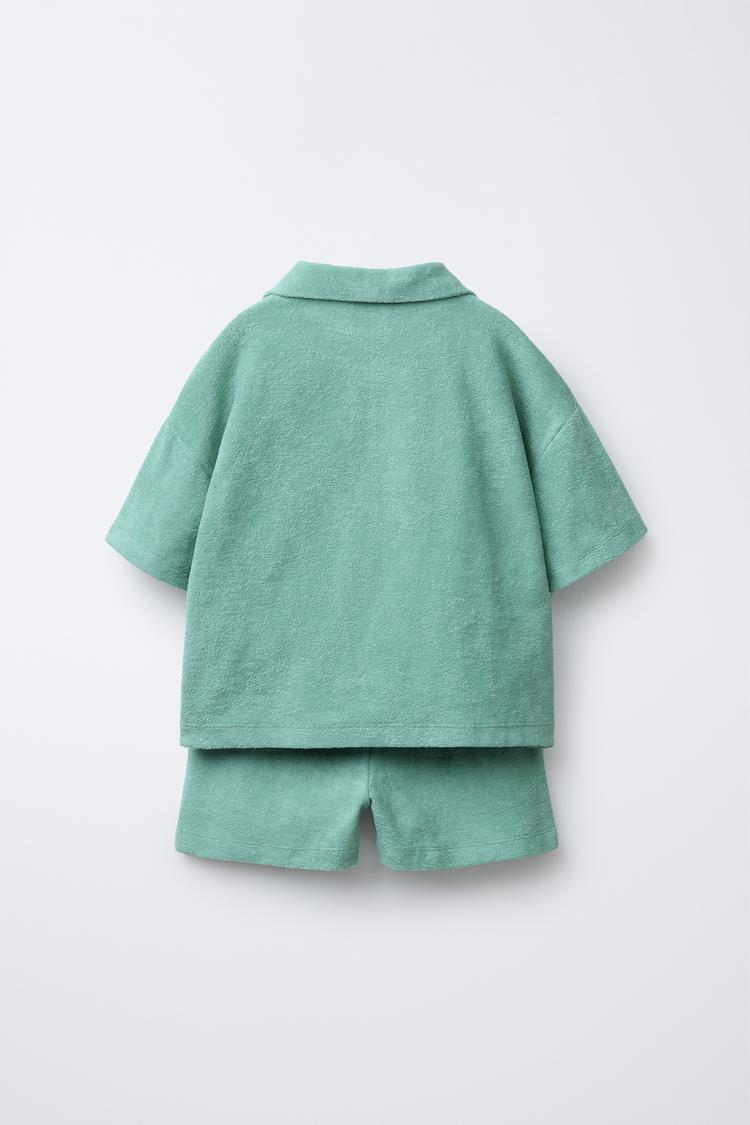 LABEL TERRY CLOTH POLO AND SHORTS SET