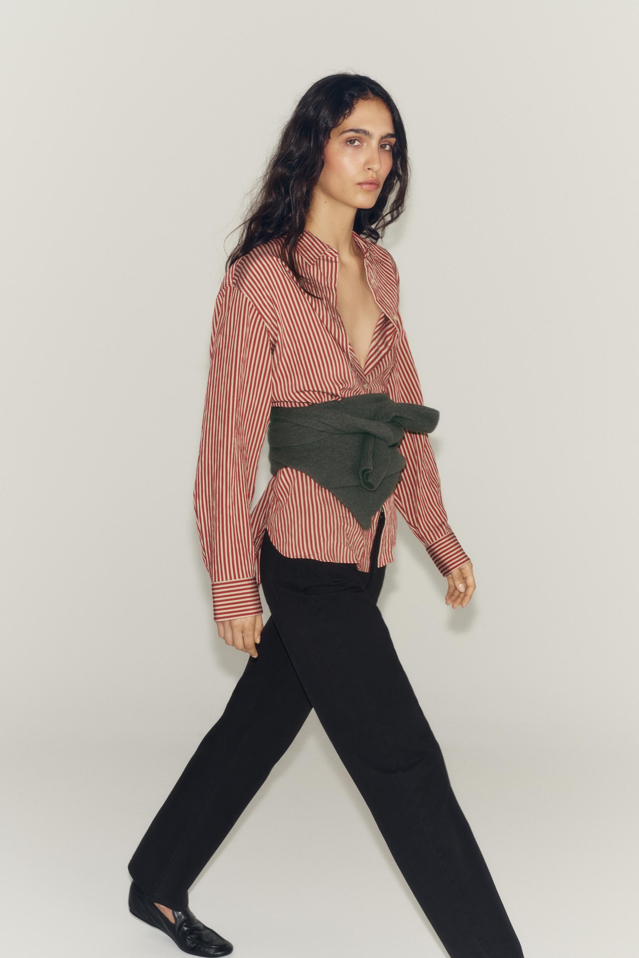 Женские рубашки Zara ZW COLLECTION STRIPED POCKET SHIRT — фото 6
