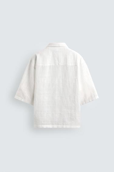 CHEMISE RELAXED FIT COTON-LIN - Blanc de Zara - Image 7